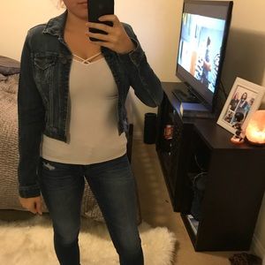 Celebrity Pink Cropped Denim Jacket